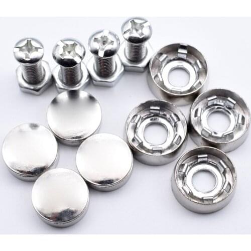 Universal Car License Plate Frames Screw Cap Kit Tag Metal Latches Cover Q9QD