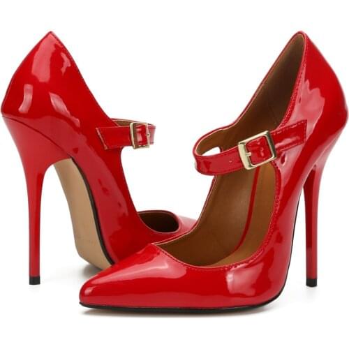 Party Ballroom Dancing Shoe for Women Black Dress Shoes High-heel 13cm Pointed PU Leather Sandals Girls Character Shoes Size 48