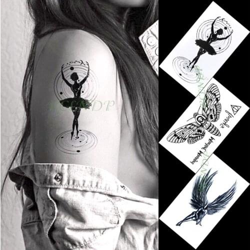 Waterproof Temporary Tattoo Sticker dancing girl butterfly letter angel wings small tatto flash tatoo fake tattoos for women men