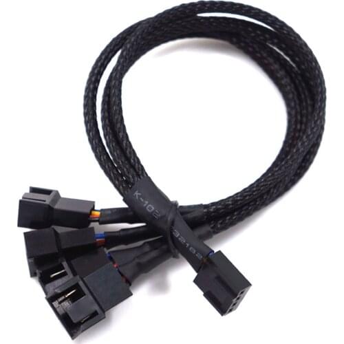 High Quality 4 Pin Pwm Fan Cable 1 To 2/3/4 Ways Splitter Black Sleeved 27cm Extension Cable Connector 4Pin PWM Extension Cables