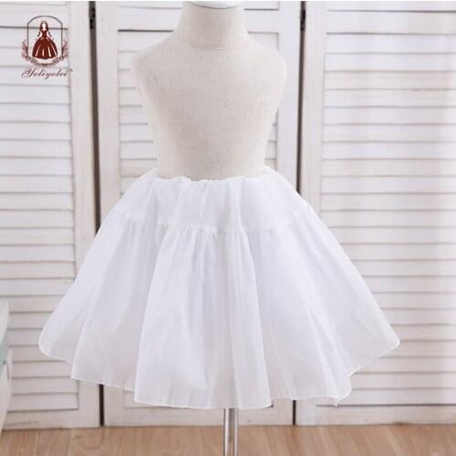Yoliyolei Polyester Stretchable Flower Girls Petticoat Pure White 3-layer S M L Full Slip Elastic Boneless Childs Underskirt