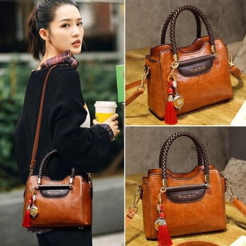 Bag Womens Bag New 2020 Fashion All-match Leather Cross-body Bag Womens Atmosphere Hand B/L Shoulder Womens Leather Bag