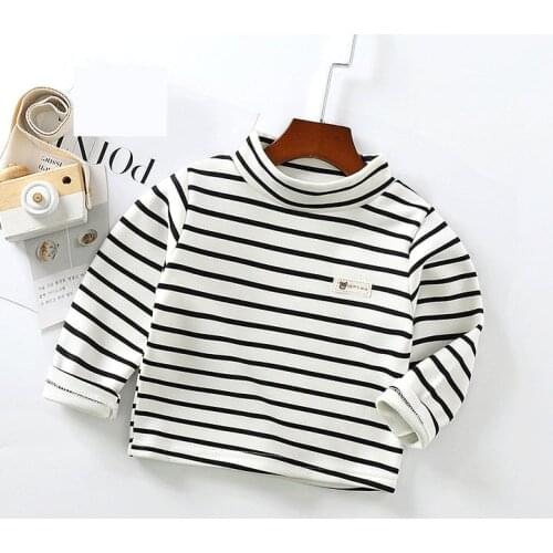 Winter shirt for children Soft and warm base shirt Stripe turtleneck undershirt