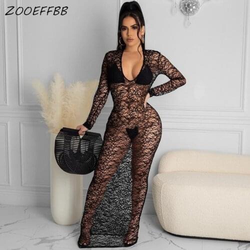 ZOOEFFBB Sexy Black Mesh Sheer Bodycon Maxi Dress Women Summer New Elegant Birthday Club Outfits See Through Night Party Dresses