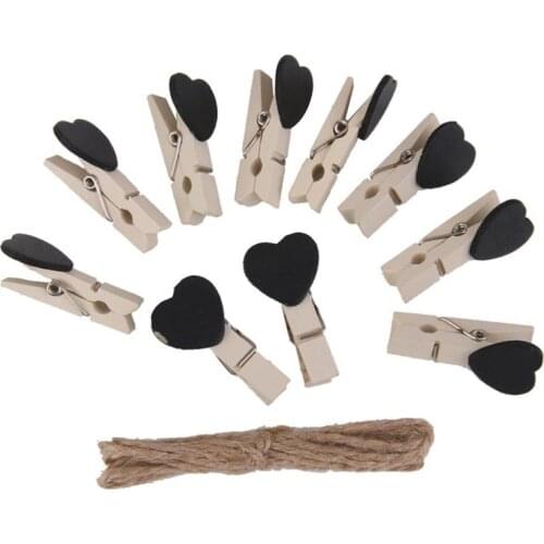 10pcs Wooden Heart Pegs Clips Wedding Card Picture Hanging Holder for Party Decoration Wedding Decoration