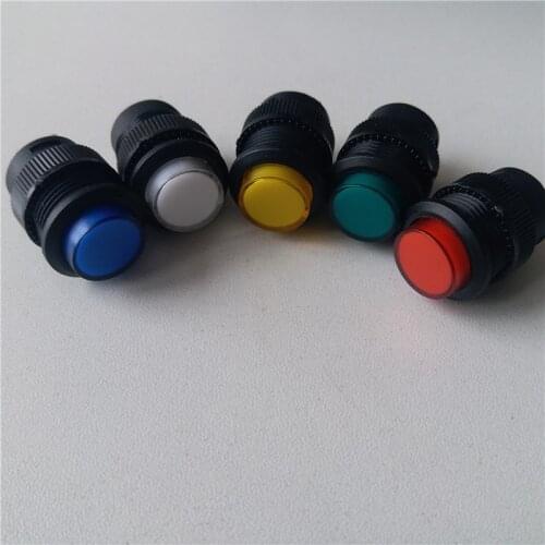 15pcs push button switch 250V 3A switch R16-503AD/BD 4 pin self Reset self lock switch button with LED Round 16MM