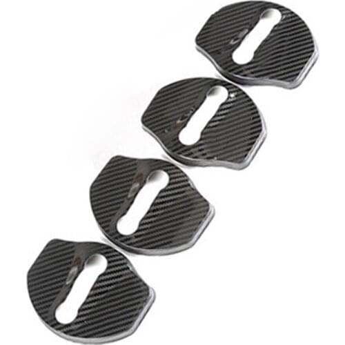 4pcs Car Door Lock Striker Dustproof And Rustproof Cover Stainless Steel Pattern Protective Buckle Cap Protection For Model 3