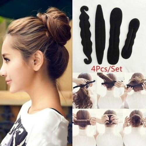 4Pcs/Set Fashion Magic Foam Sponge Clip Bun Curler Hairstyle Twist Maker Tool Dount Twist Hair Accessories Styling