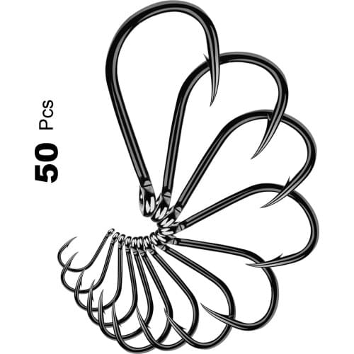 50pcs/lot High Fishing Hooks Set Carbon Steel Single Circle Fishing Hook Fly Fishing Jip Barbed Carp Hooks Sea Tackle Accessorie