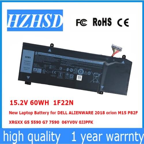 15.2V 60WH 1F22N Original Laptop Battery for DELL ALIENWARE 2018 orion M15 P82F XRGXX G5 5590 G7 7590 06YV0V 0JJPFK