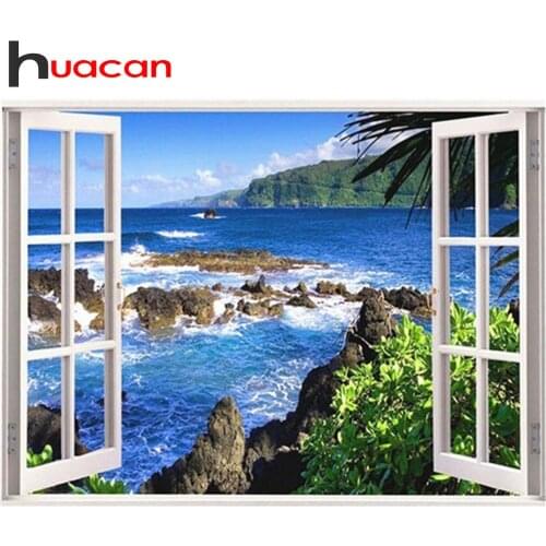 Huacan 5D DIY Diamond Embroidery Sale Full Square Diamond Painting Landscape Window Rhinestone Picture Diamond Mosaic DropShip