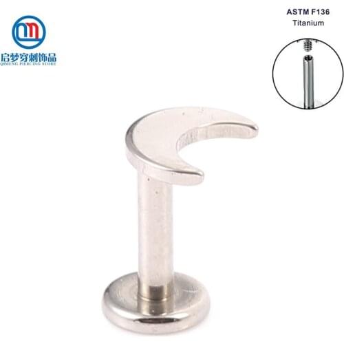 ASTM F136 Titanium Internally Threaded Labret Stud with Moon Top Piercing Jewelry