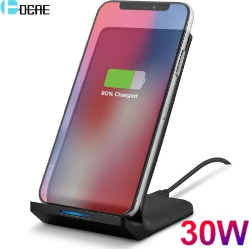 DCAE Qi Wireless Charger Stand 30W Induction Fast Charging Dock Station For Samsung S21 S20 S10 iPhone 12 11 Pro Max XR XS X 8