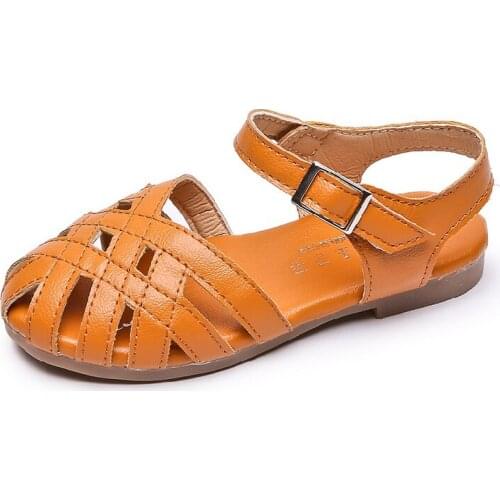 New Children Summer Sandals Baby Toddler Little Girls Sandals Pink Brown Black Princess Shoes For Kids Girls Hollow Sandals