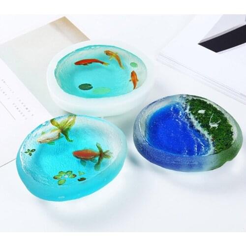 DIY Natural Stone Shape Resin Art Molds Vivid Goldfish Home Decor Ornament Molds