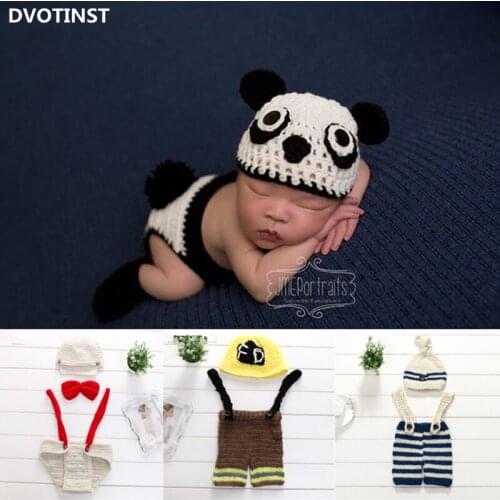 Dvotinst Newborn Baby Photography Props Crochet Knit Soft Outfits Set Fotografia Accessories Infant Studio Shooting Photo Props