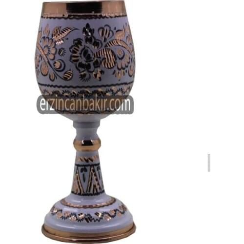 El oyma antika bakır bronz el sanatları cam katı metal likör şarap kadehi KDH 102