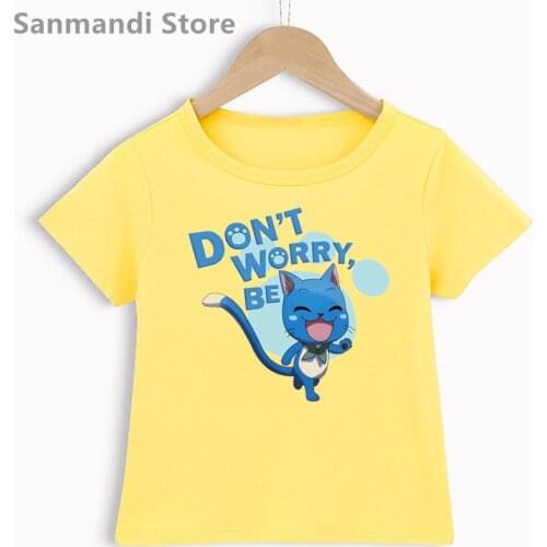Don'T Worry Be Happy Graphic Print Tshirt For Girls/Boys FAIRY TAIL T Shirt Harajuku Kawaii Kids Clothes Summer Fashion T-Shirt