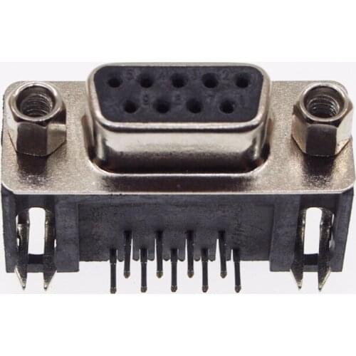 10pcs DR9 female socket RS232 Connector 90-degree bent needle DB9 female PCB Mount