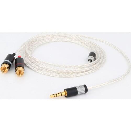 HIFI 8 cores pure silver plated 4.4mm 3.5mm to 2rca jack aux audio cable Headphone amp connecting line interfaz de audio