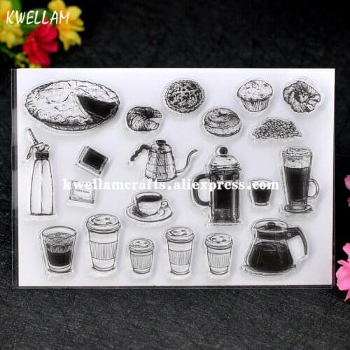 Coffee Shop Scrapbook DIY photo cards account rubber stamp clear stamp transparent stamp 11x16cm 7063024