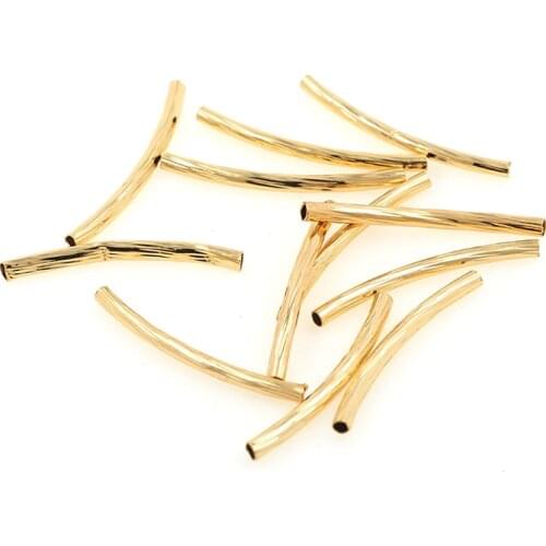 10PCS Long Copper Curved Tube Beads for DIY Handmade Accessories For Jewelry Making