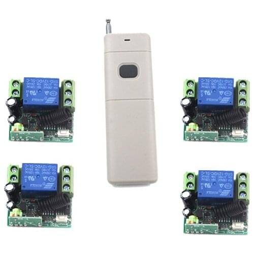 MITI-DC 12V 1channel 10A rf wireless remote control switch system 4Receiver&1Transmitter 315MHZ/433 MHZ SKU: 5379