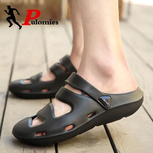 PULOMIES Summer Mens and Womens Clogs Quick Dry Casual Home Slippers Couple Garden Shoes Beach Sandals Mules Bathroom Slippers