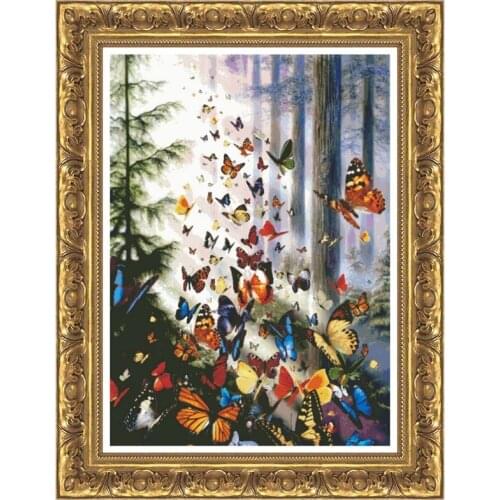 Butterfly wood counted cross stitch kit embroidery needlework 18ct 14ct 11ct white cloth cotton thread DIY handmade needlework