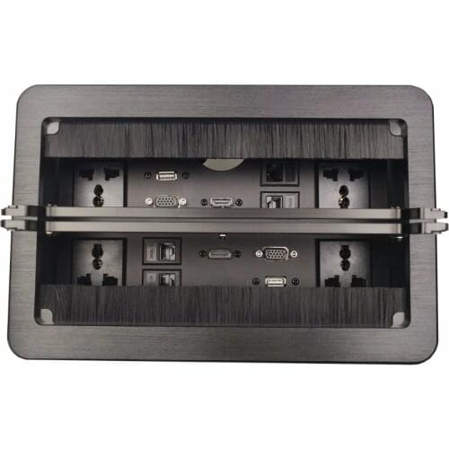 Double brush cover desktop socket/Aluminum socket/USB,VGA,HDMI,network,RJ45 information Outlet box /Hidden desktop socket: S-S02