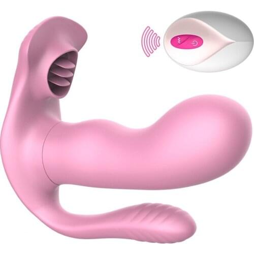 Wearable Vibrator Butterfly Tongue Licking G Spot Stimulator Wireless Remote Control Vibrating Dildo Vibrator Sex Toy For Women
