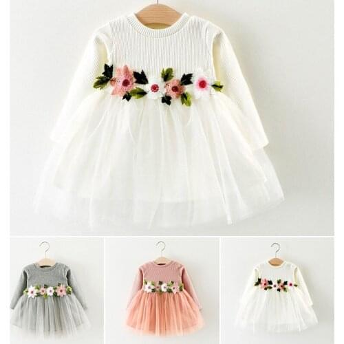 2020 New 3Colors-1Pcs Baby Girls Dress Cute Flower Birthday Party Princess Pageant Prom Dress 3M-3Y