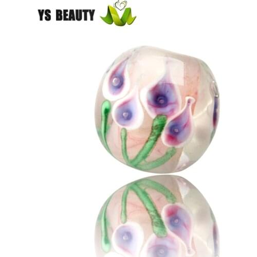 New flower bud bead lamp worker Murano glass bead string ornament with bead home decoration pendant Japanese hair pin