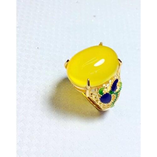 Silver Wholesale S925 Sterling Silver Inlaid Natural Jade Lace Blue Roasted Blue Open Ended Ring