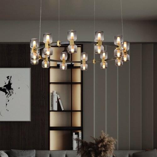 Postmodern Creative Copper Ceiling Chandelier For Dining Room Living Bedroom Fixtures Hotel Hall Lobby Bar Galss Ball Led Lamp