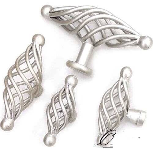 Champagne Silver Door Cabinet Drawer Knob Handle Knob Black, Birdcage Cabinet Handle Pull Knob Antique Metal Pull Handle 65mm