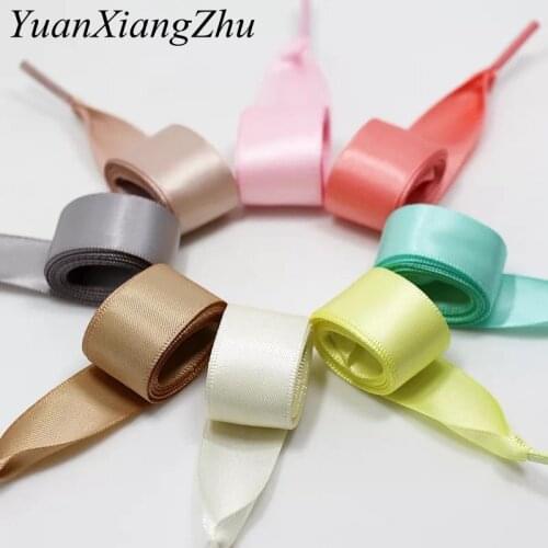 1 Pair 2 CM Width Silk Satin Shoelaces Flat Ribbon Shoelace Women Sneakers Boots Shoe laces 22 Colors Length 80CM 100CM 120CM