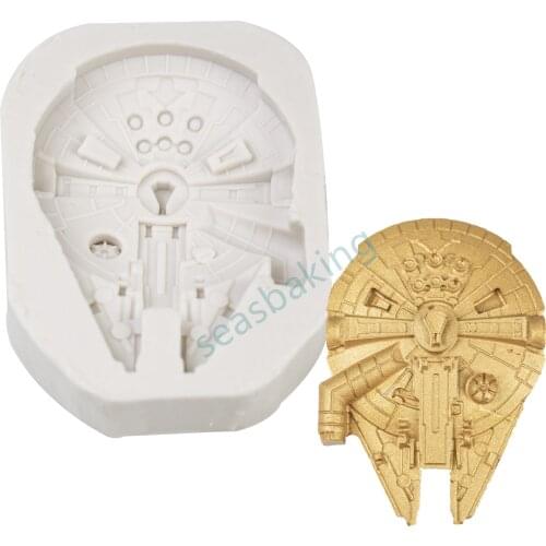 3D Millennium Falcon Silicone Fondant Molds Spaceship Baby Birthday Cupcake Cake Decorating Tools Cookie Candy Chocolate Mold