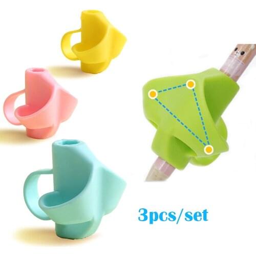 3pcs Cute Silicone Pencil Holder 3/5 Fingers Writing Posture Corrector Beginner Writing Aid Tool Correction Device Tool Pen Cap