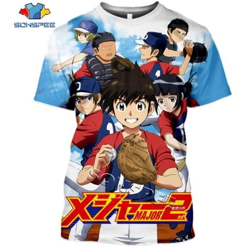 SONSPEE Baseball Sports Boy Manga MAJOR 2nd 3D Print Anime T-Shirt Summer Casual Men t shirts Fashion Harajuku Short Sleeve Tees