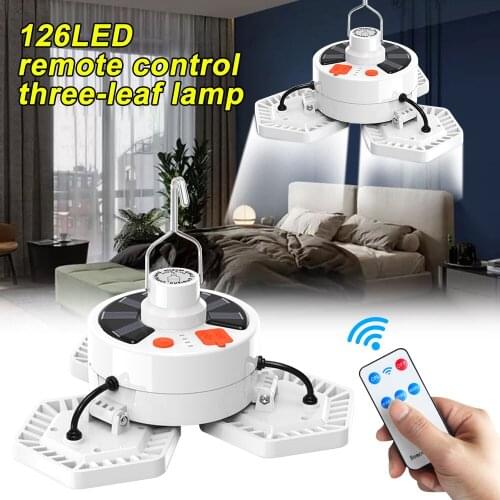 126LED Super Bright Bulb Solar Lamp Rechargeable Remote Control Outdoor Camping Lantern Portable Emergency Night Market Light