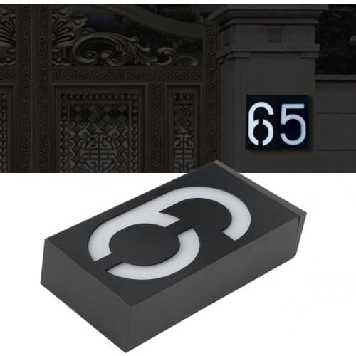 Number Sign Light House Number Doorplate IP65 Waterproof Outdoor Solar Power LED Address Signs Door Number