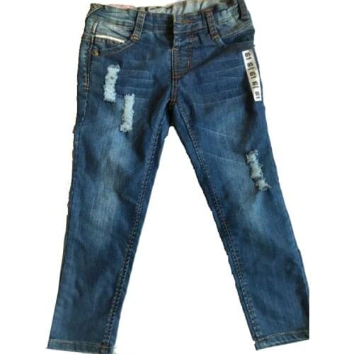 Spring/Autumn Fashion Girls Jeans W/Ripped Holes Casual Denim Toddlers Children Pants Trousers Kids Clothes