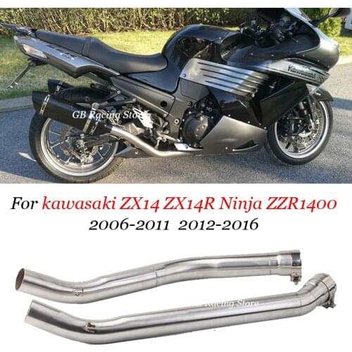 Motorcycle Exhaust Pipe Slip On Original Catalyst 51mm Middle Pipe For Ninja ZX14R ZX14 Mid Pipe for Kawasaki ZZR1400 2006-2016