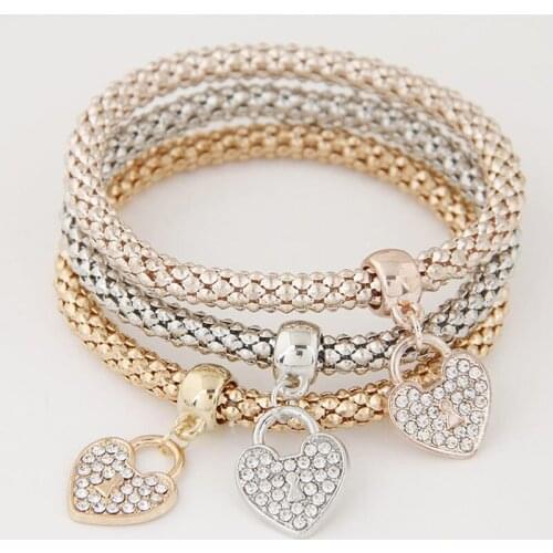 YADA 3Pcs INS Gold Love Heart Shape Bracelets&Bangles Charm For Women Friendship Bracelet Casual Jewelry Heart Bracelet BT210008