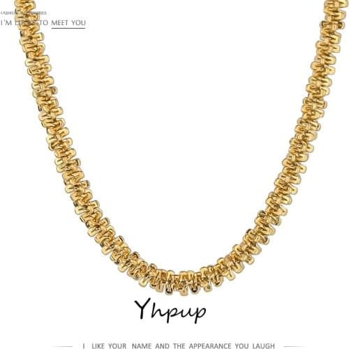 Yhpup Fashion Metal Chain Collar Stainless Steel Necklace for Women Minimalist Gold Color Geometric Necklace Jewelry Gift 2020