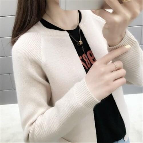 Fashion 2019 spring new outside korean style round neck long-sleeved sweater womens cardigan short coat female sweater PZ1788