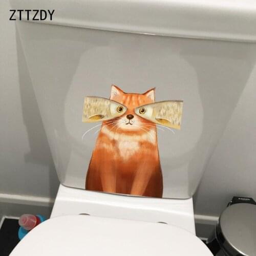 ZTTZDY 21.9*24.5CM Cat Toilet Decal Wall Sticker Bedroom Home Decor Modern Style T3-0199