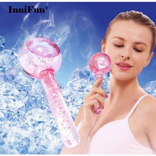 2pcs Facial Massage Globes Ice Ball Energy Crystal Glass Ball Health Care Cooling Beauty Ice Globes Face Wrinkle Remover Product