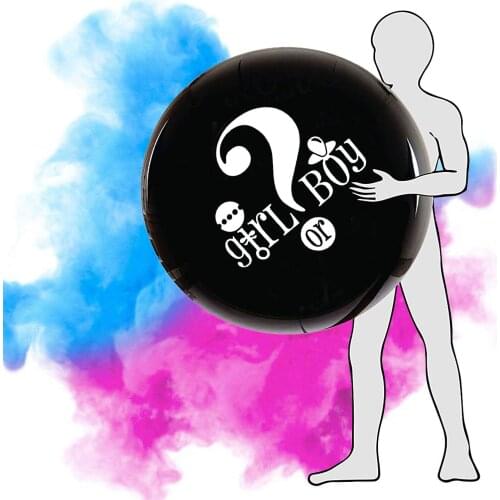 36" Gender Reveal Balloons Pack Black Balloons with Pink and Blue Powder for Boy or Girl Baby Shower He or She Gaint Balloons